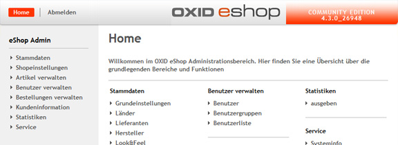 OXID - Administration panel