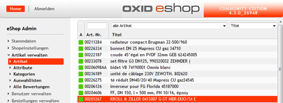 OXID - products administration