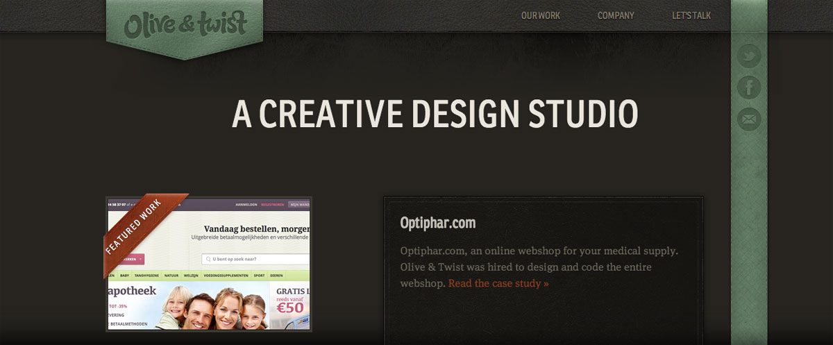 Les webdesigners « Olive  & Twist » n‘utilisent pas moins de deux rubans sur leur page web.