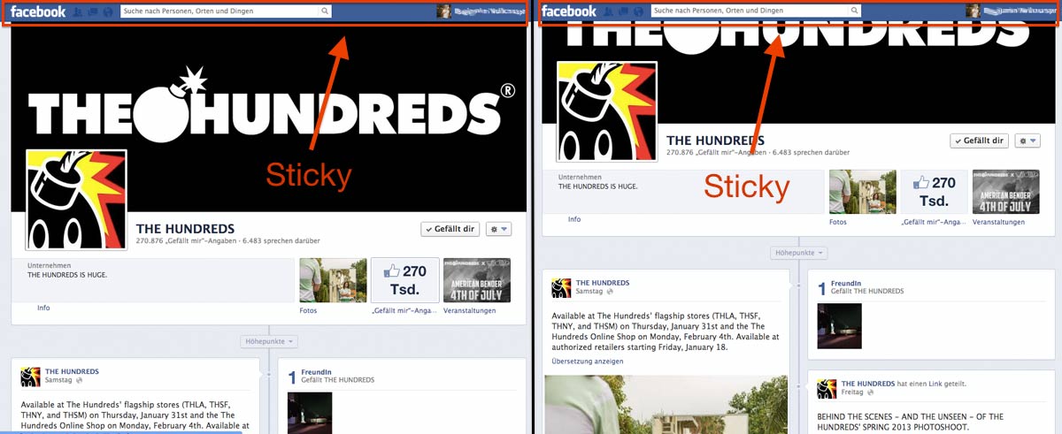 Facebook is a good example of sticky navigation - the top menu bar is always visible!